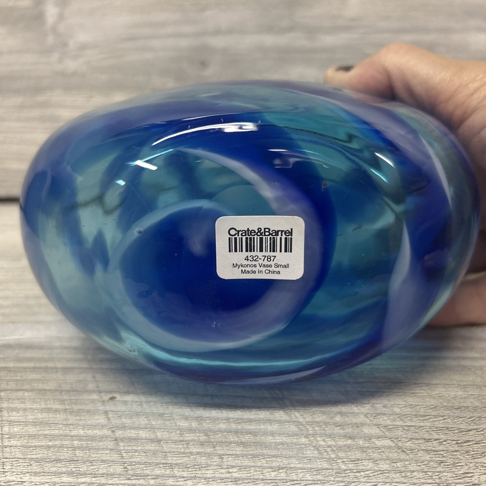 Crate & Barrel MYKONOS GLASS Vase -‎ 8" Blown Glass Art Vase Small A5 - Picture 5 of 7